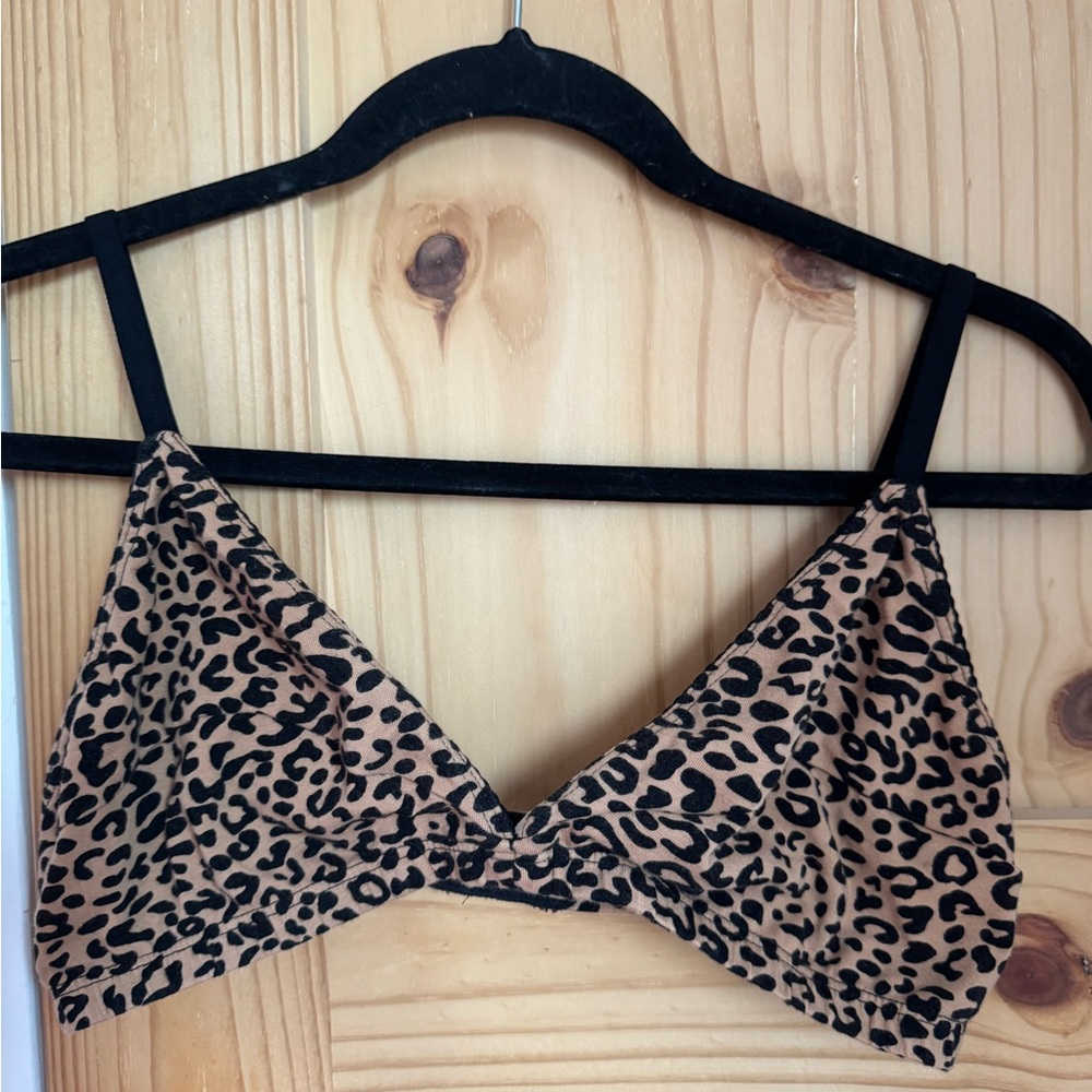 ARQ Leopard-Print Bralette in Tan and Black